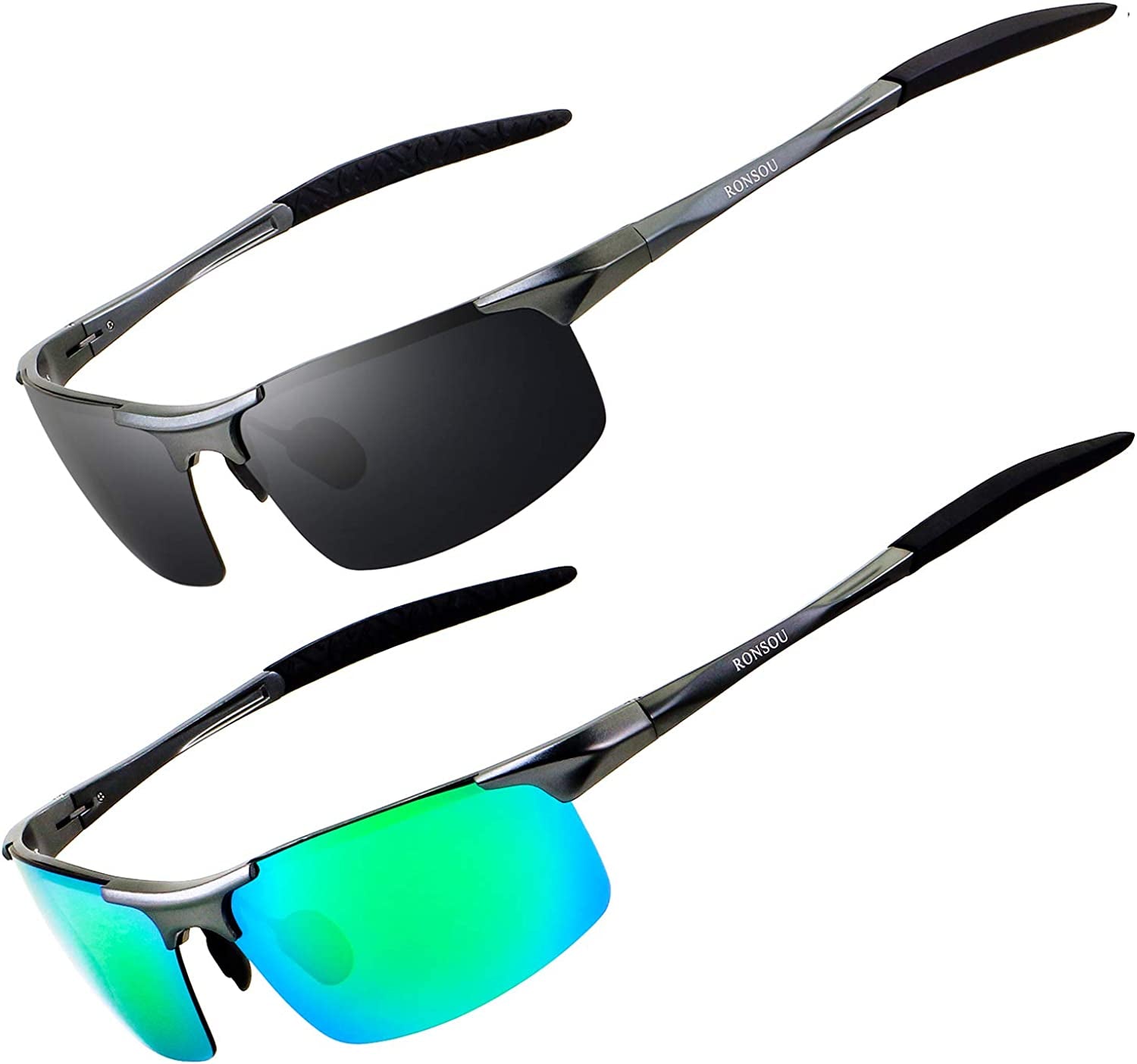 Men Sport Al-Mg Polarized Sunglasses Unbreakable for Driving Cycling Fishing Golf