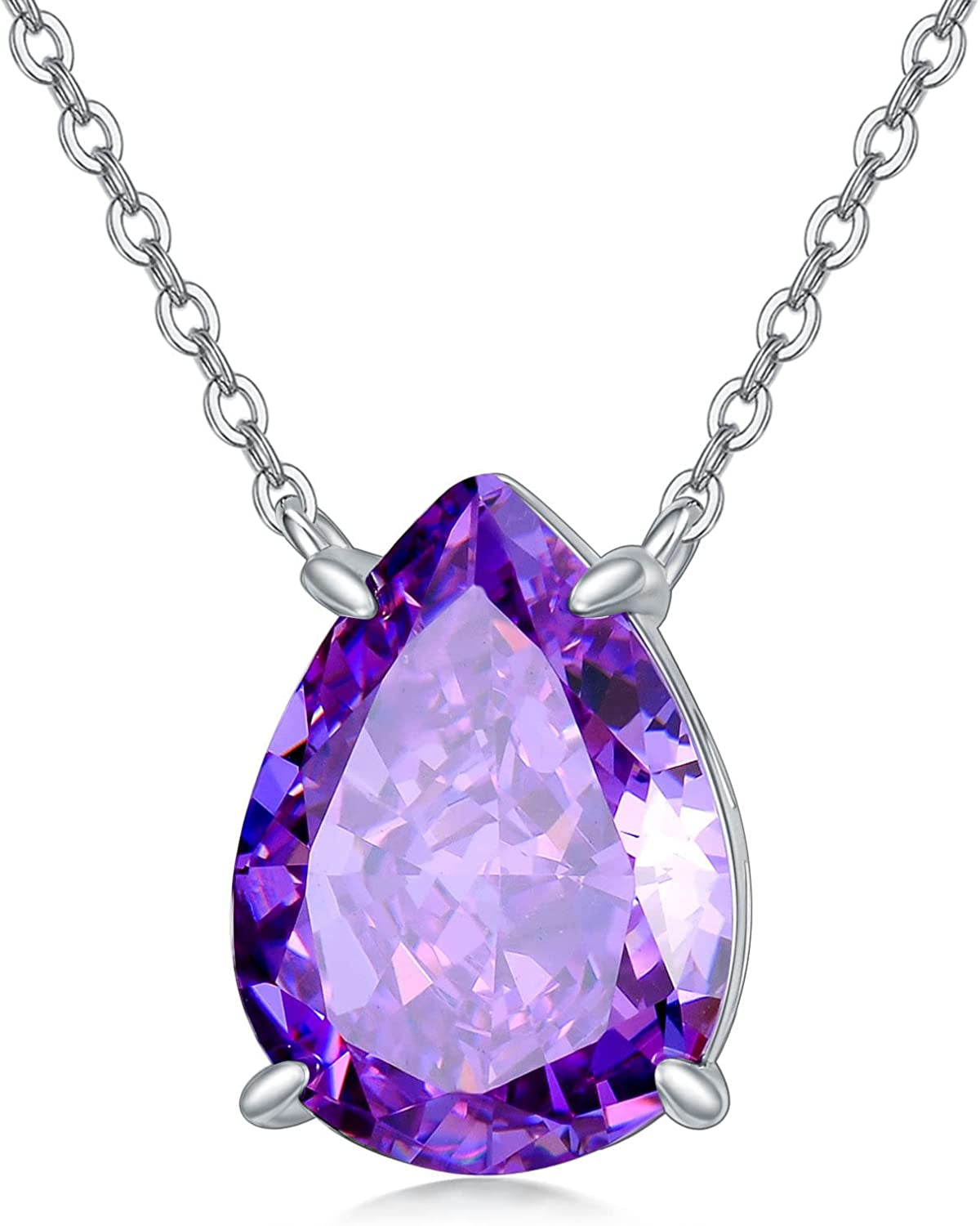 Valentines Day Gifts Teardrop Birthstone Choker Pendant Necklace 925 Sterling Silver Teardrop Creshed Ice Necklace,Bridal Prom - Elegant Birthday Mothers Day Anniversary Wedding Jewelry Gifts for Women Her Wife Mom