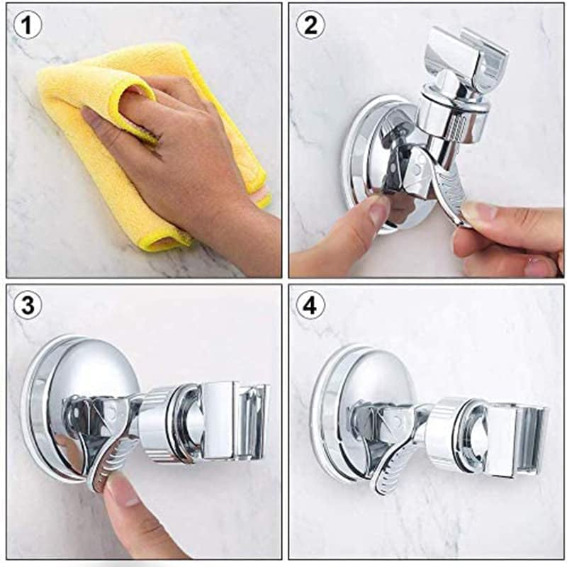Shower Head Holder Suction Cup Handheld Showerhead Bracket Adjustable Height Shower Holder, Removable Handheld Wand Holder Wall Mounted Suction Bracket