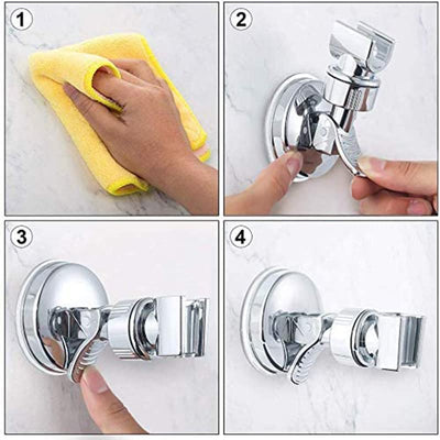 Shower Head Holder Suction Cup Handheld Showerhead Bracket Adjustable Height Shower Holder, Removable Handheld Wand Holder Wall Mounted Suction Bracket