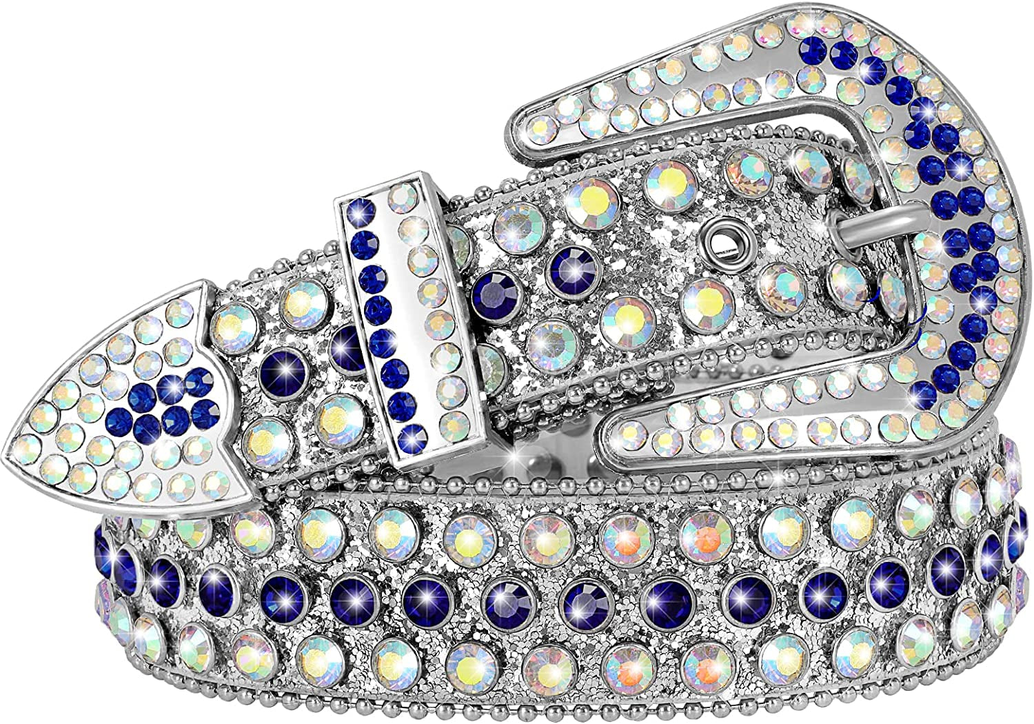 Men Women Fashion Rhinestone Belt Western Cowgirl Bling Studded Design Leather Diamond Belt for Jeans Dress