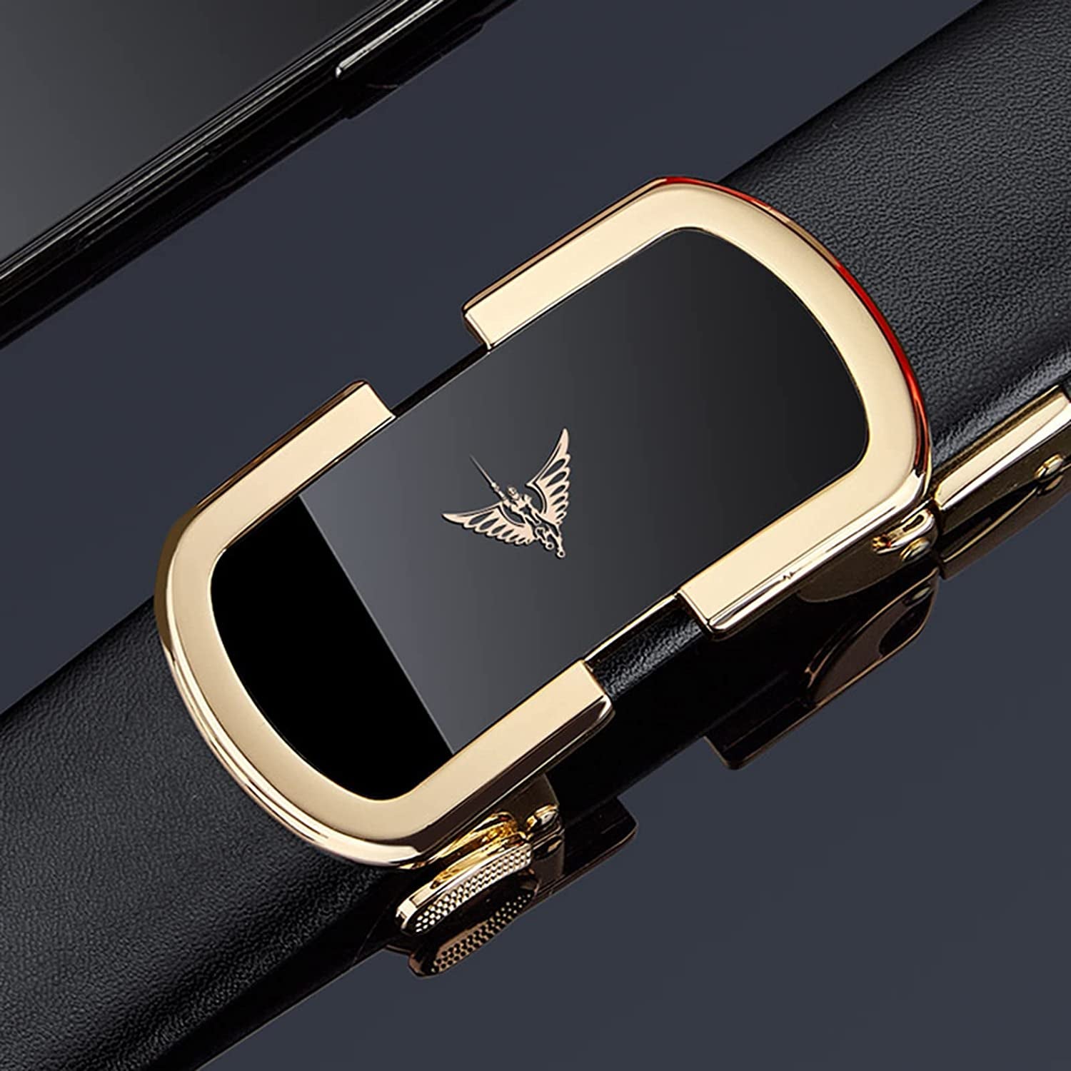 Leather Ratchet Belts for Men Fashion Automtic Buckle Waist Belt with Gift Box, Gift for Men