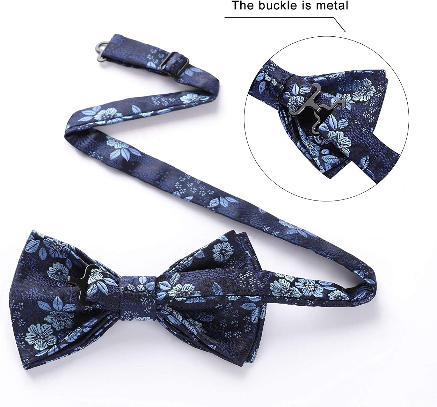 3/6 Pack Bow Ties for Men Paisley Plaid Dot Pre-Tie Bow Tie and Pocket Square Formal Bowties Handkerchief Set Adjustable