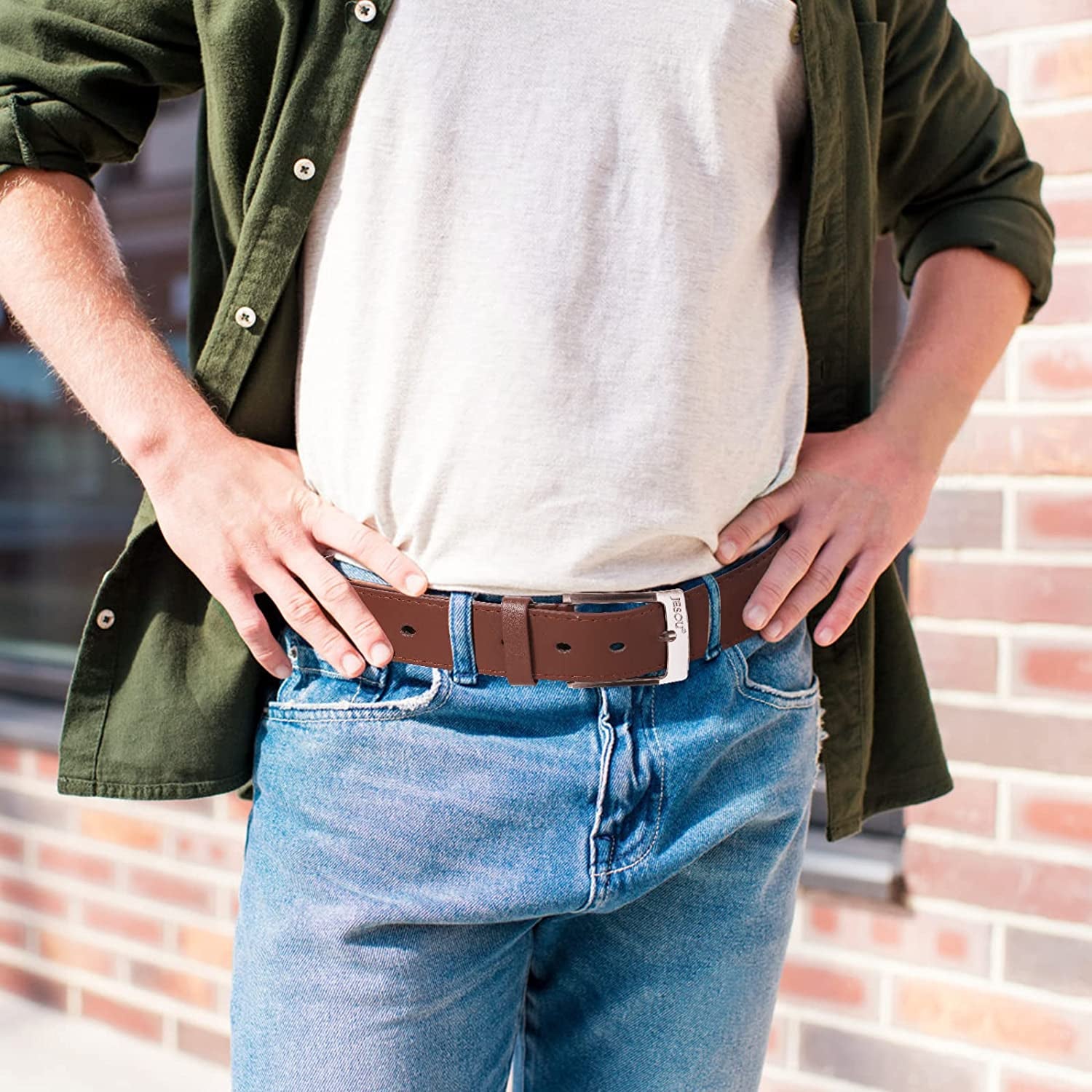 6Pcs Men'S Gift Set with Box Brown Leather Belt Wallet Watch Glasses Keychain Ballpoint Pen Business Birthday Gifts for Men