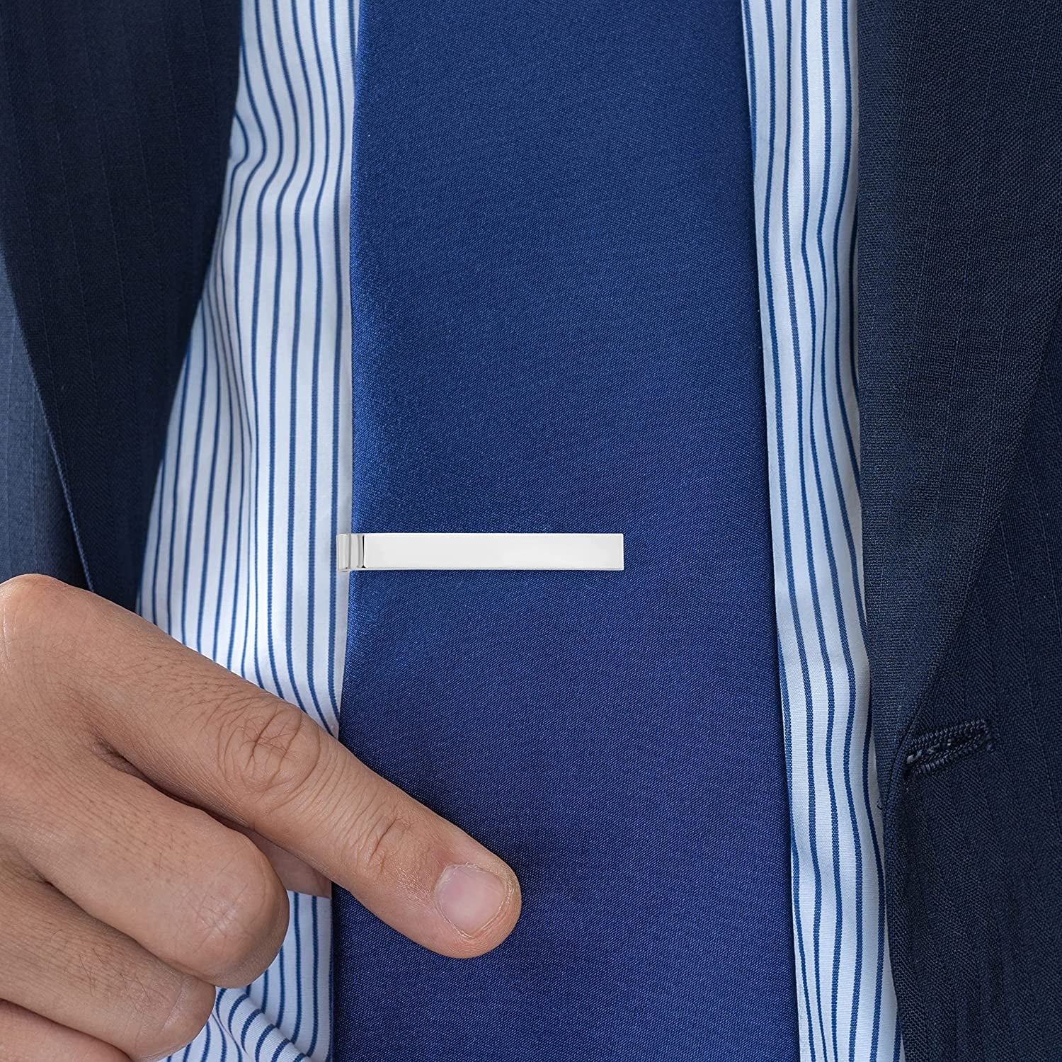 Solid 925 Sterling Silver Tie Bar - 49Mm X 6Mm - Jewelry Gifts for Men Husband Dad