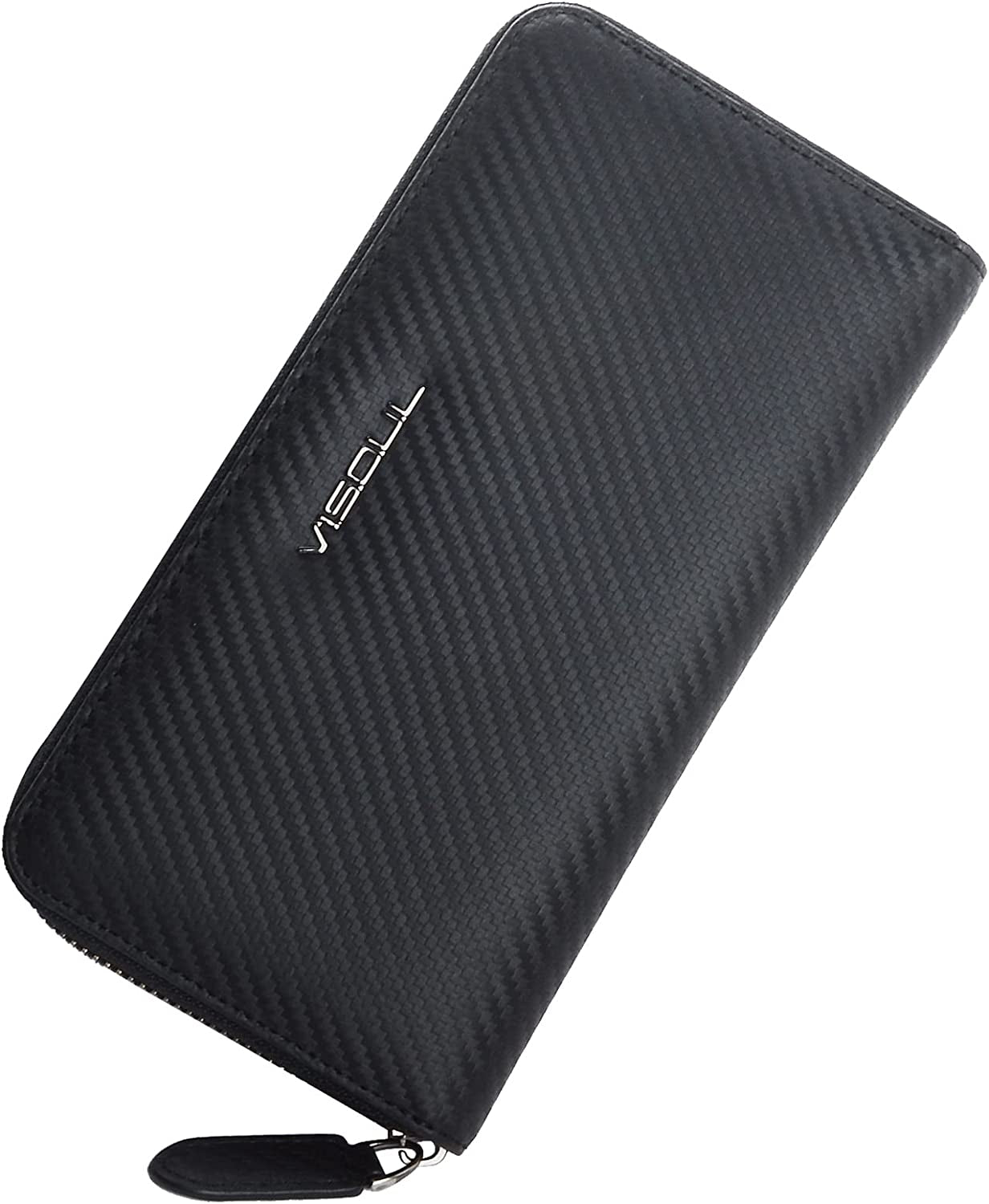 Leather Long Zippered Pouch Wallet for Men and Women with RFID Blocking, Large Clutch Cash Long Wallet with Zipper