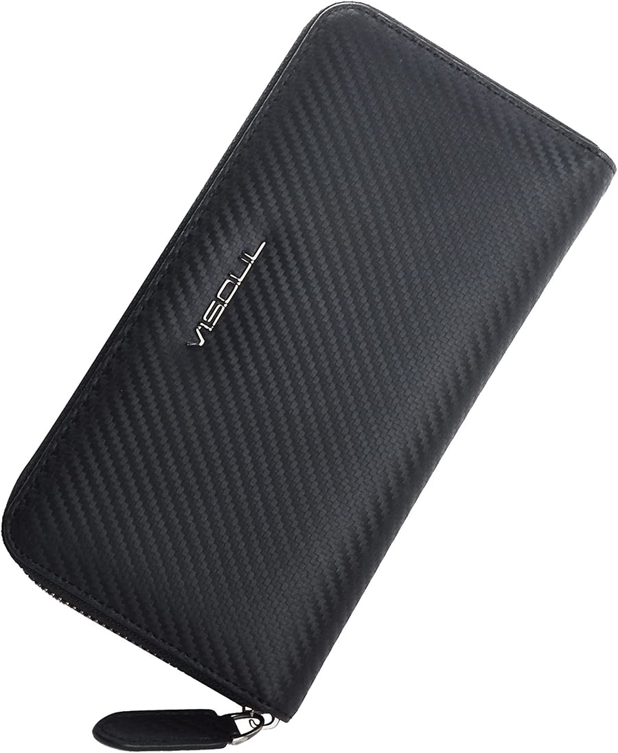 Leather Long Zippered Pouch Wallet for Men and Women with RFID Blocking, Large Clutch Cash Long Wallet with Zipper