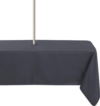 Outdoor and Indoor Tablecloth - Washable Waterproof Wrinkle Free Table Cloth with Zipper and Umbrella Hole for Spring/ Summer/ Party/ Picnic/ BBQS/ Patio (Round 60 Inch, Grey)