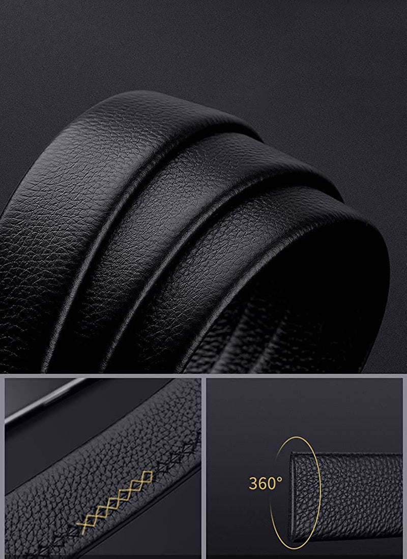 Leather Ratchet Belts for Men Automatic Buckle with Belt Box, Gift for Men