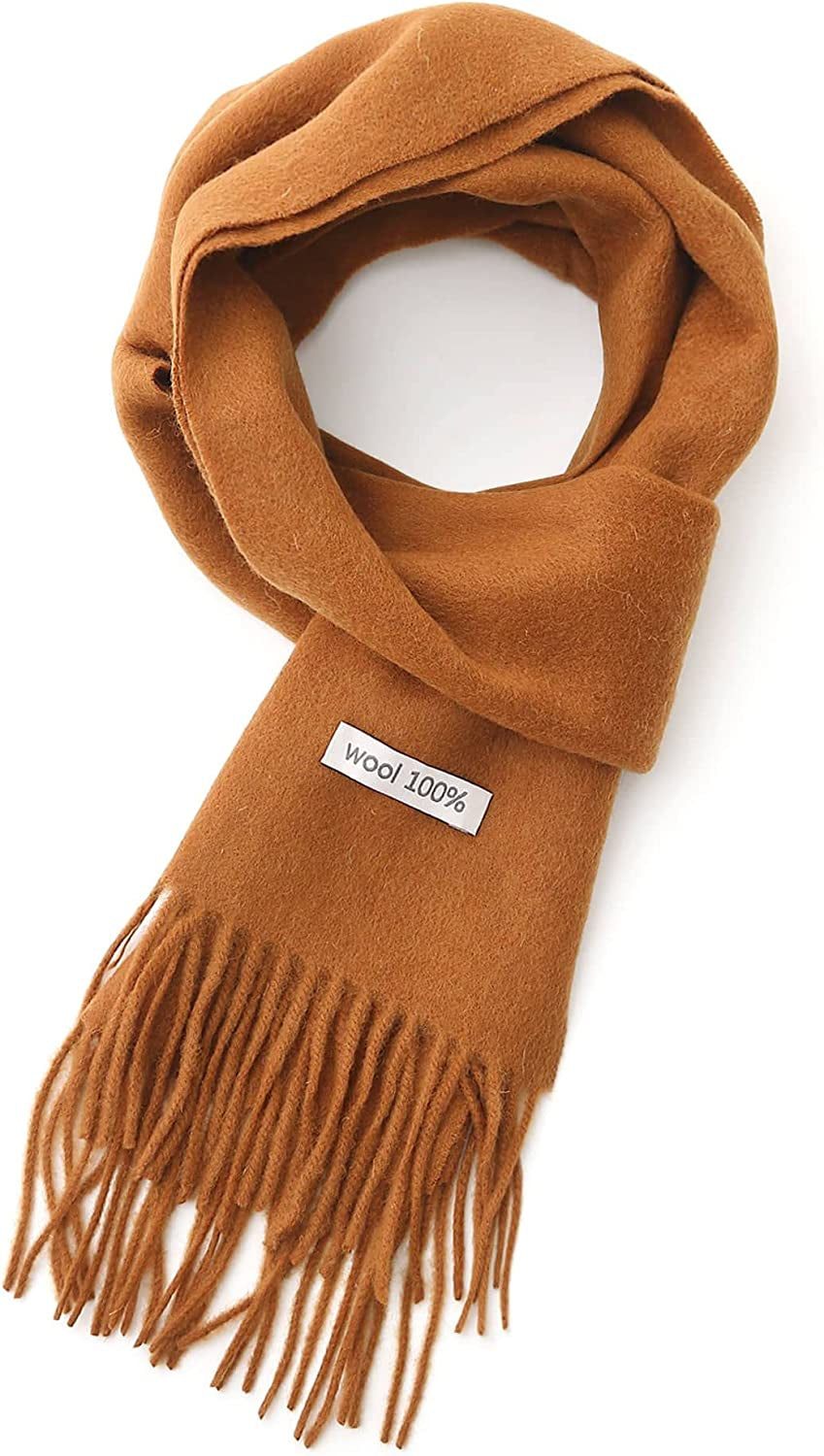 100% Wool Scarf - Men and Women Warm Soft Luxurious Solid Colors Gift Box by