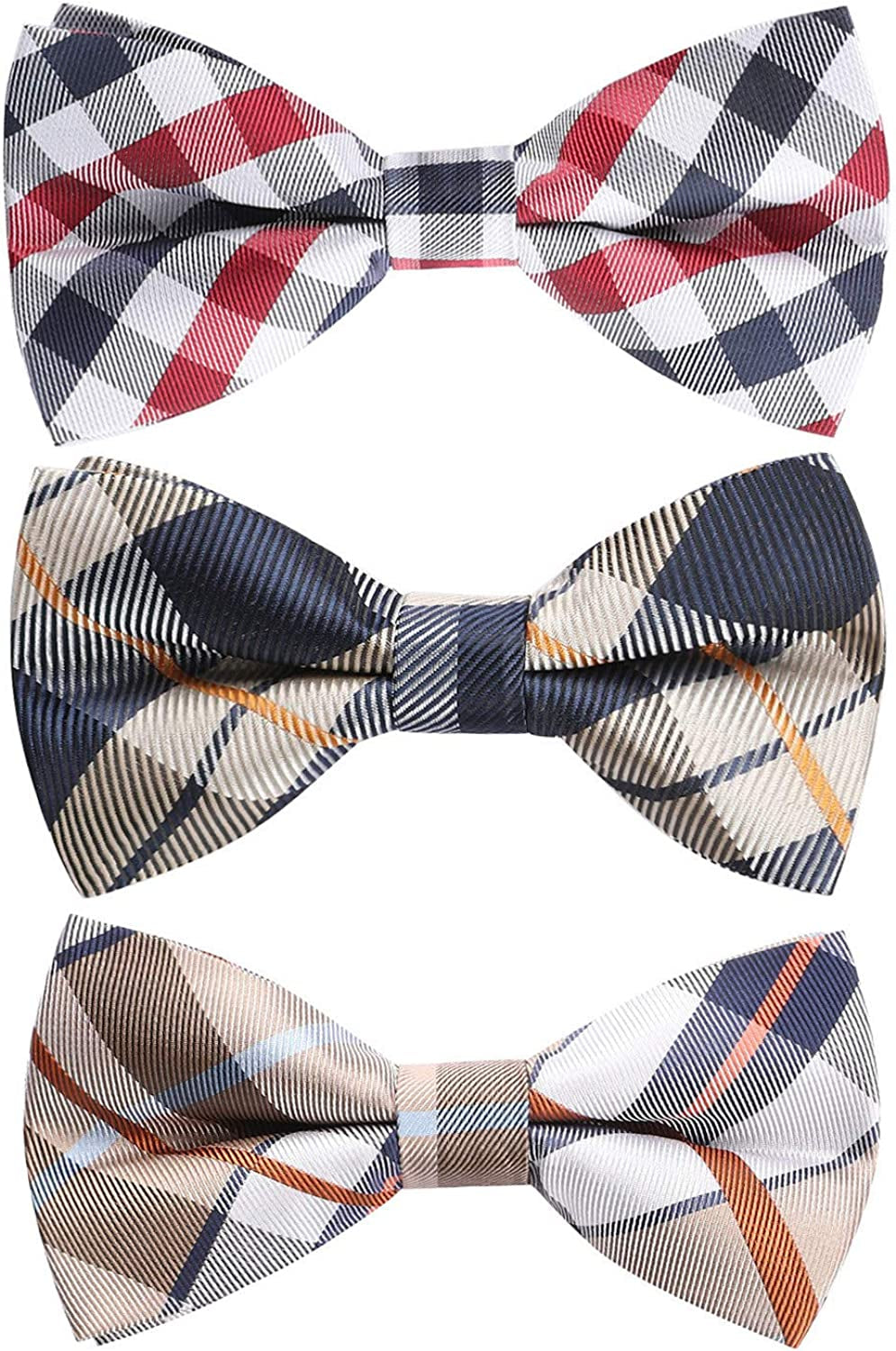 3/6 Pack Bow Ties for Men Paisley Plaid Dot Pre-Tie Bow Tie and Pocket Square Formal Bowties Handkerchief Set Adjustable
