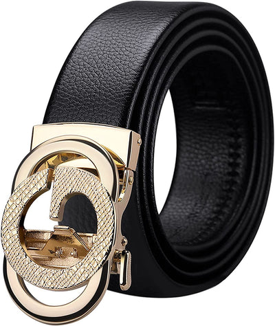 Ratchet Leather Belt for Men Designer Belts for Men with Automatic Buckle Alloy,Trend Fashion with Gift Box