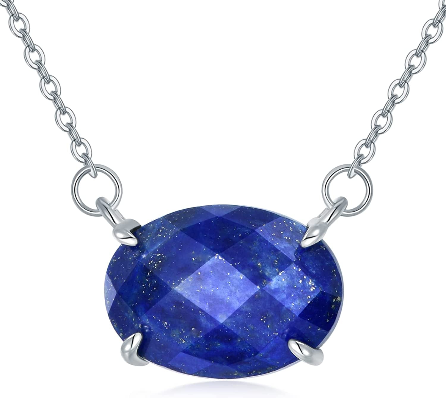 Natural Lapis Lazuli Necklace Oval Blue Lapis Stone Pendant Necklace Valentine'S Day Gifts for Her Women Mom Girlfriend Girl