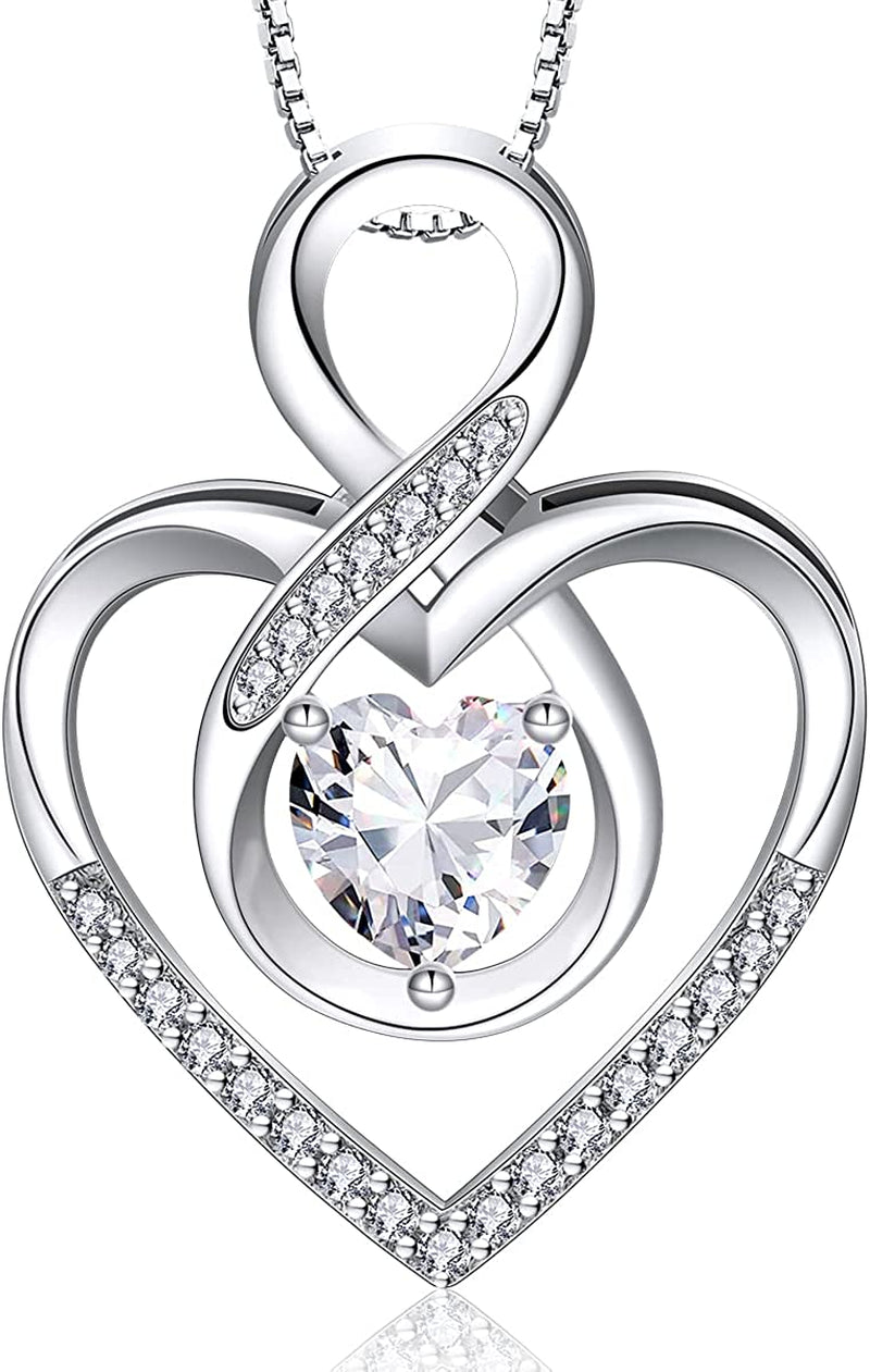 Infinity Heart Symbol Necklace for Women 925 Sterling Silver Dainty Forever Love Heart Pendant Valentine’S Day Mother’S Day Anniversary Birthday Jewelry Gifts for Women Mom Wife Girls Sister Her Friends