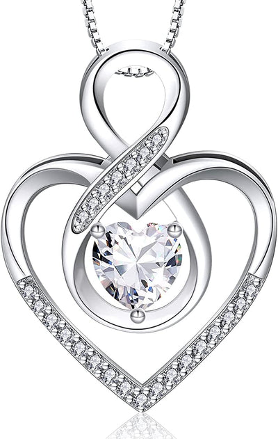 Infinity Heart Symbol Necklace for Women 925 Sterling Silver Dainty Forever Love Heart Pendant Valentine’S Day Mother’S Day Anniversary Birthday Jewelry Gifts for Women Mom Wife Girls Sister Her Friends