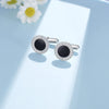 Sterling Sliver Onyx Cubic Zircon Cufflinks Suit Accesorries Jewelry Gifts for Men Husband Father