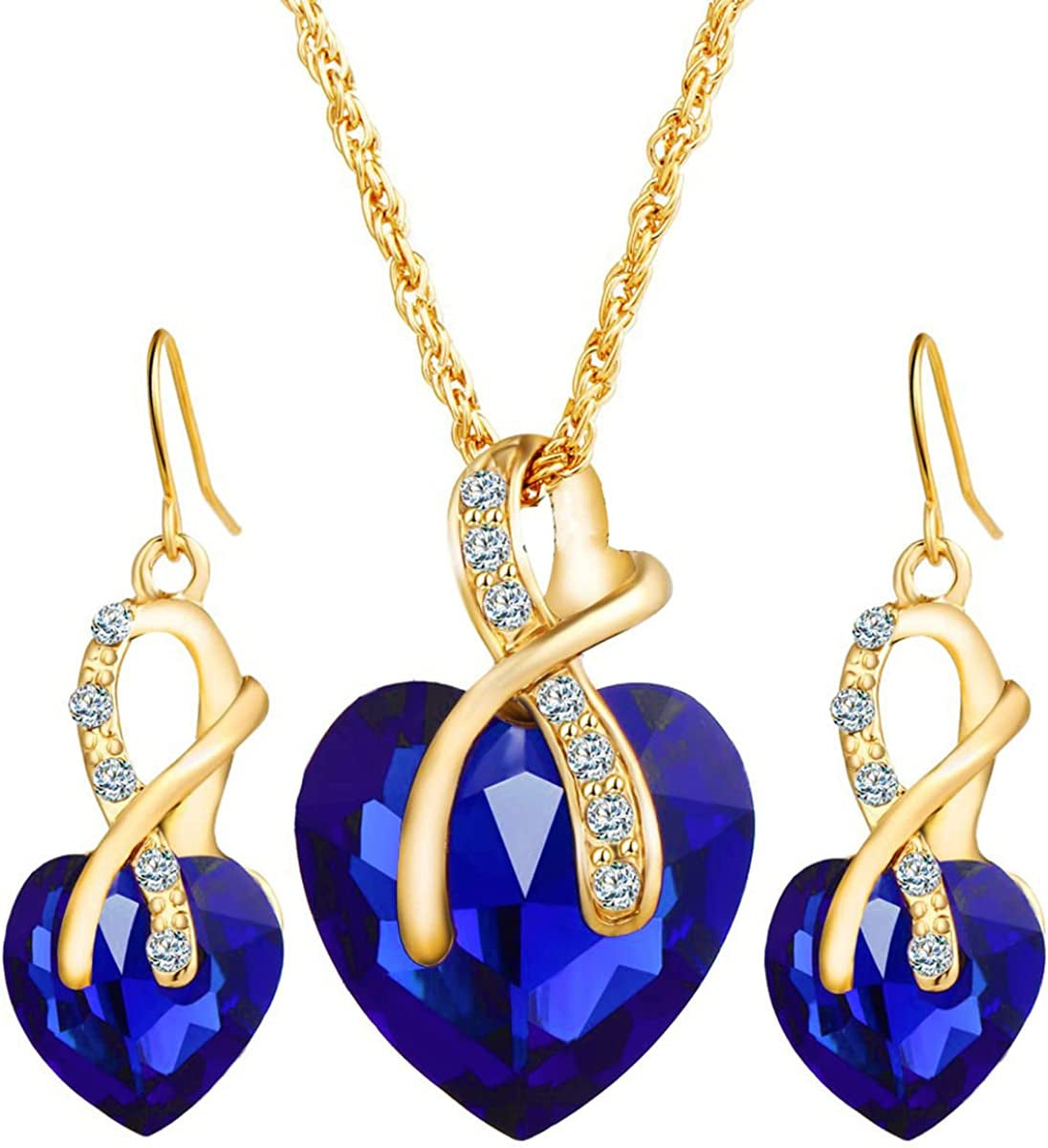 Love Heart Pendant Necklace for Women Heart Jewelry Set Heart Necklace and Heart Earring Love Heart Necklace Christmas Jewelry Gift Heart Necklace Valentine’S Day Jewelry Gift for Women