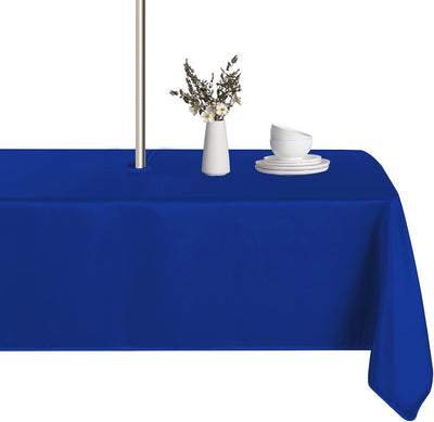 Outdoor and Indoor Tablecloth - Washable Waterproof Wrinkle Free Table Cloth with Zipper and Umbrella Hole for Spring/ Summer/ Party/ Picnic/ BBQS/ Patio (Round 60 Inch, Grey)