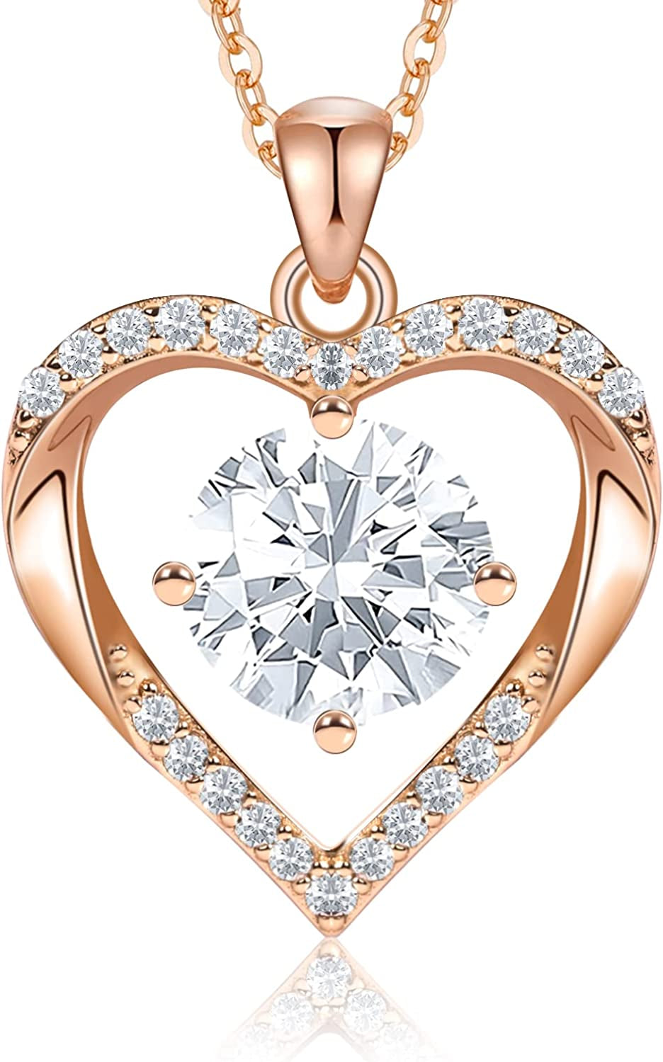 Heart Birthstone Necklaces for Women， 925 Sterling Silver Pendant Necklace, Birthday Valentine'S Day Jewelry Gifts for Wife Girlfriend Mom Her