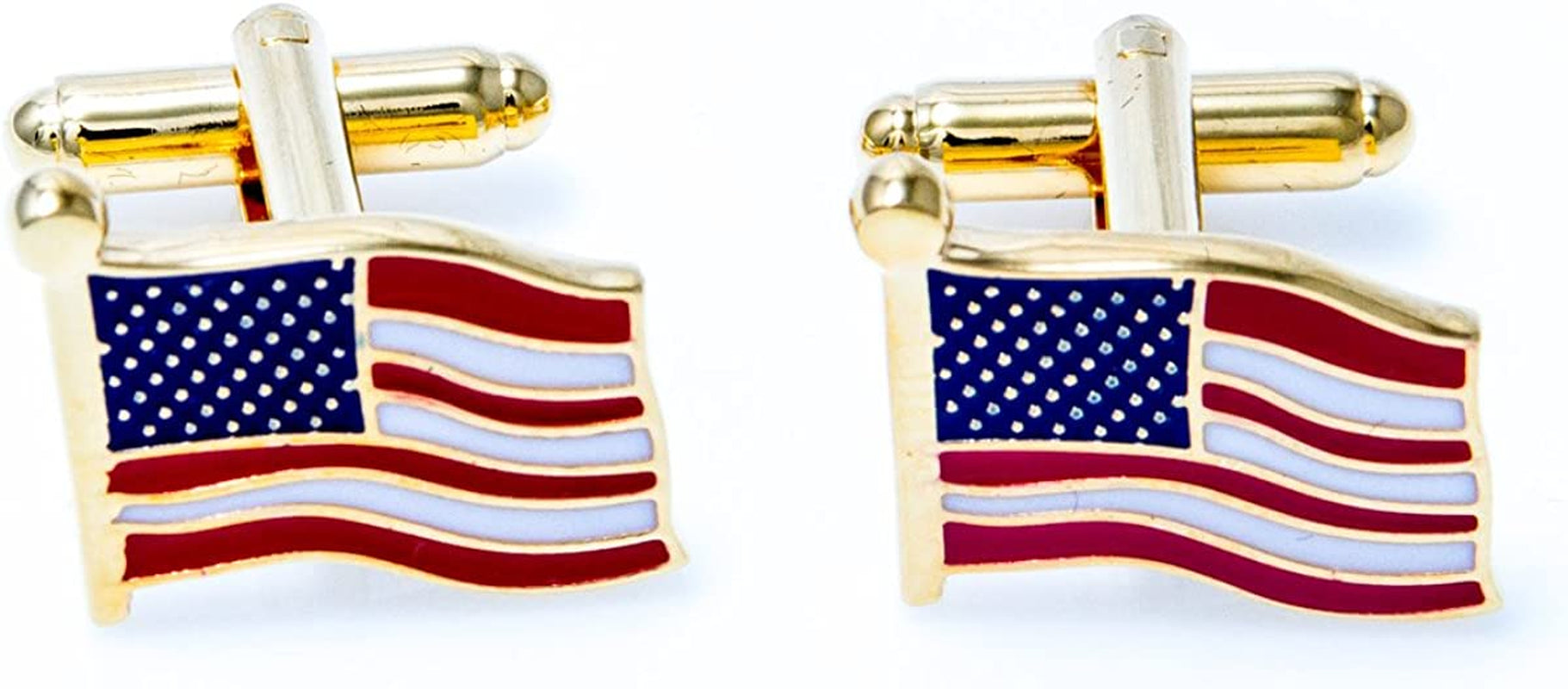 United States of America Flag USA Tuxedo Cufflinks and Studs Set in a Presentation Gift Box & Polishing Cloth
