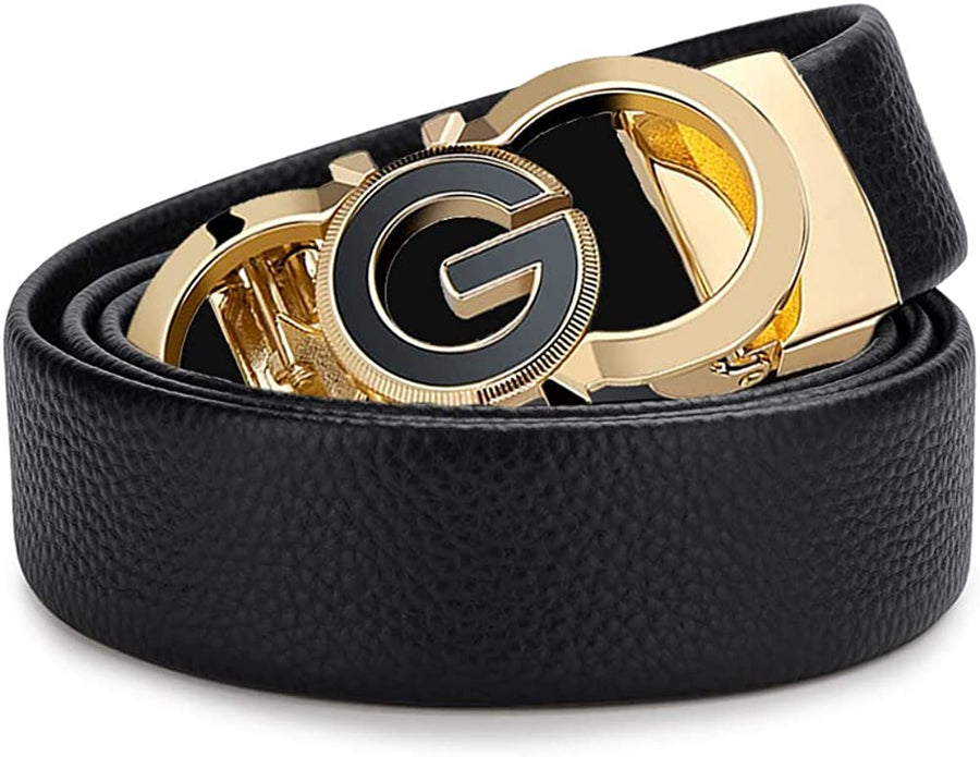 Leather Ratchet Belts for Men Automatic Buckle Casual Work Dress Belt with Gift Box
