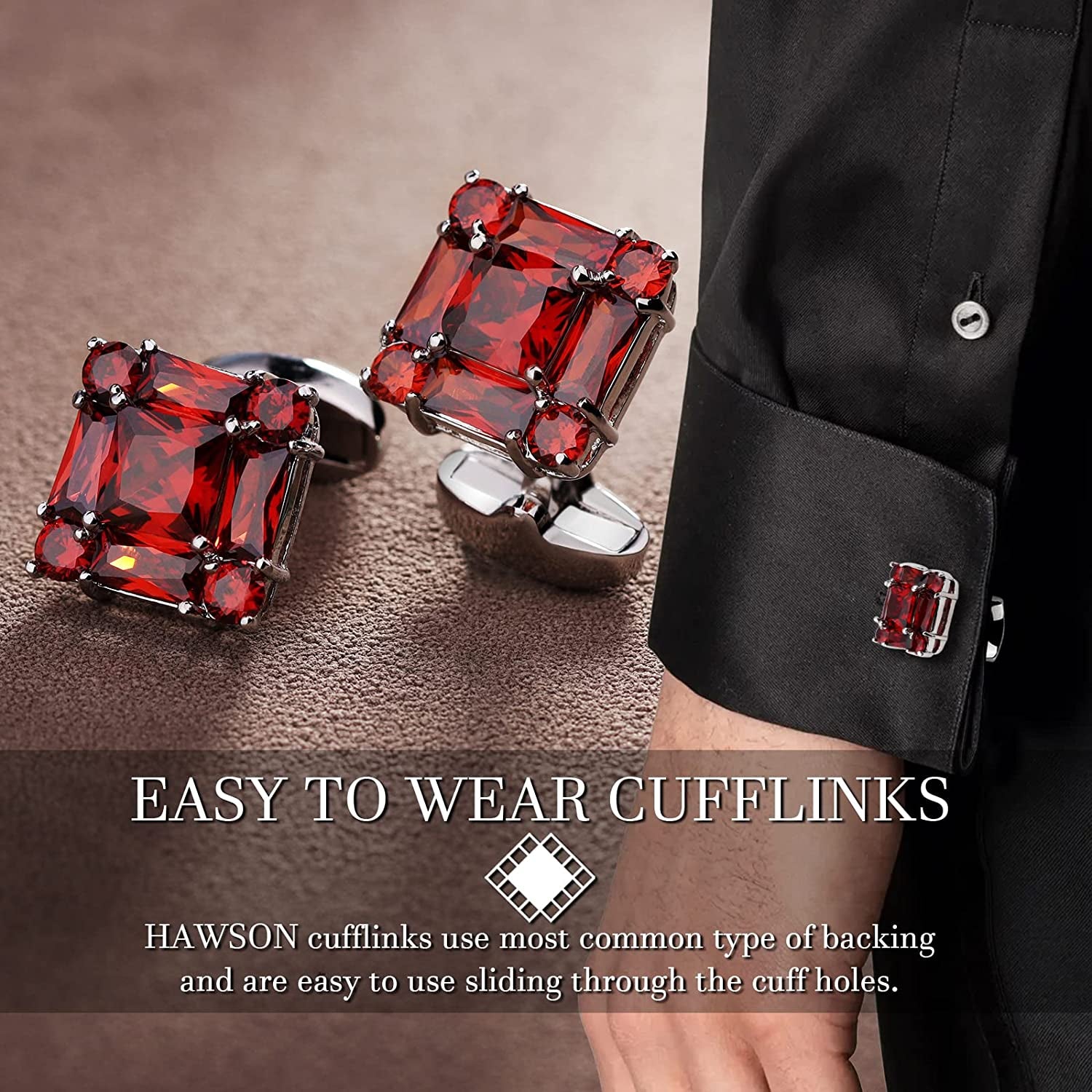Shiny Cufflinks for Men'S Fancy Shirt for Suit, in Gift Box, Matching with Solid Tie in Red White Black Blue Easily, Designed