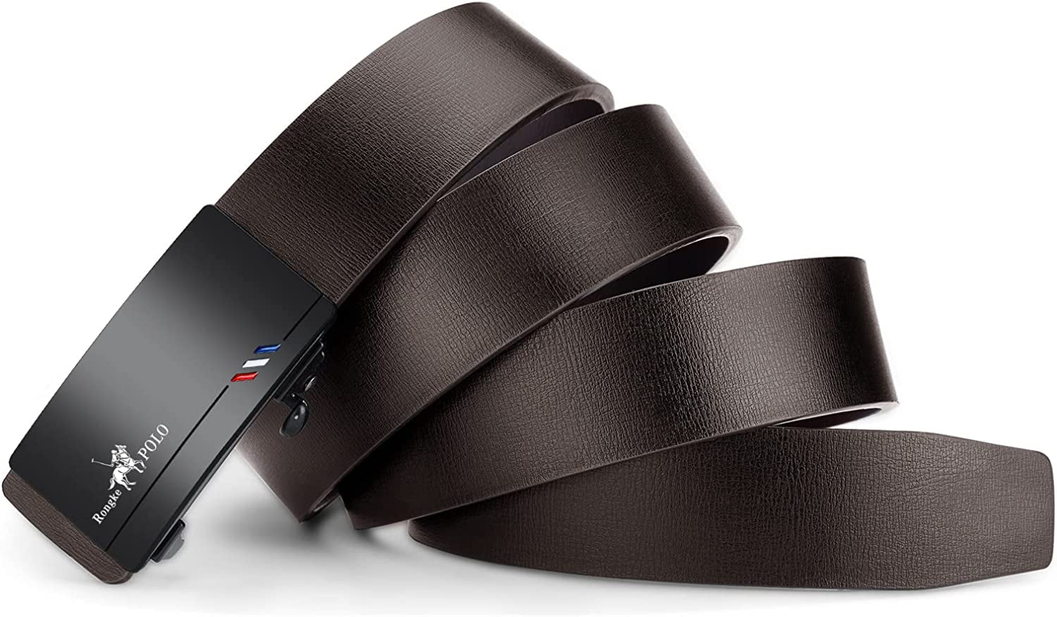 Black Belt Men, Genuine Leather Dress Designer Belts for Men, Fashion Slide Ratchet Click Casual Mens Belt for Jeans