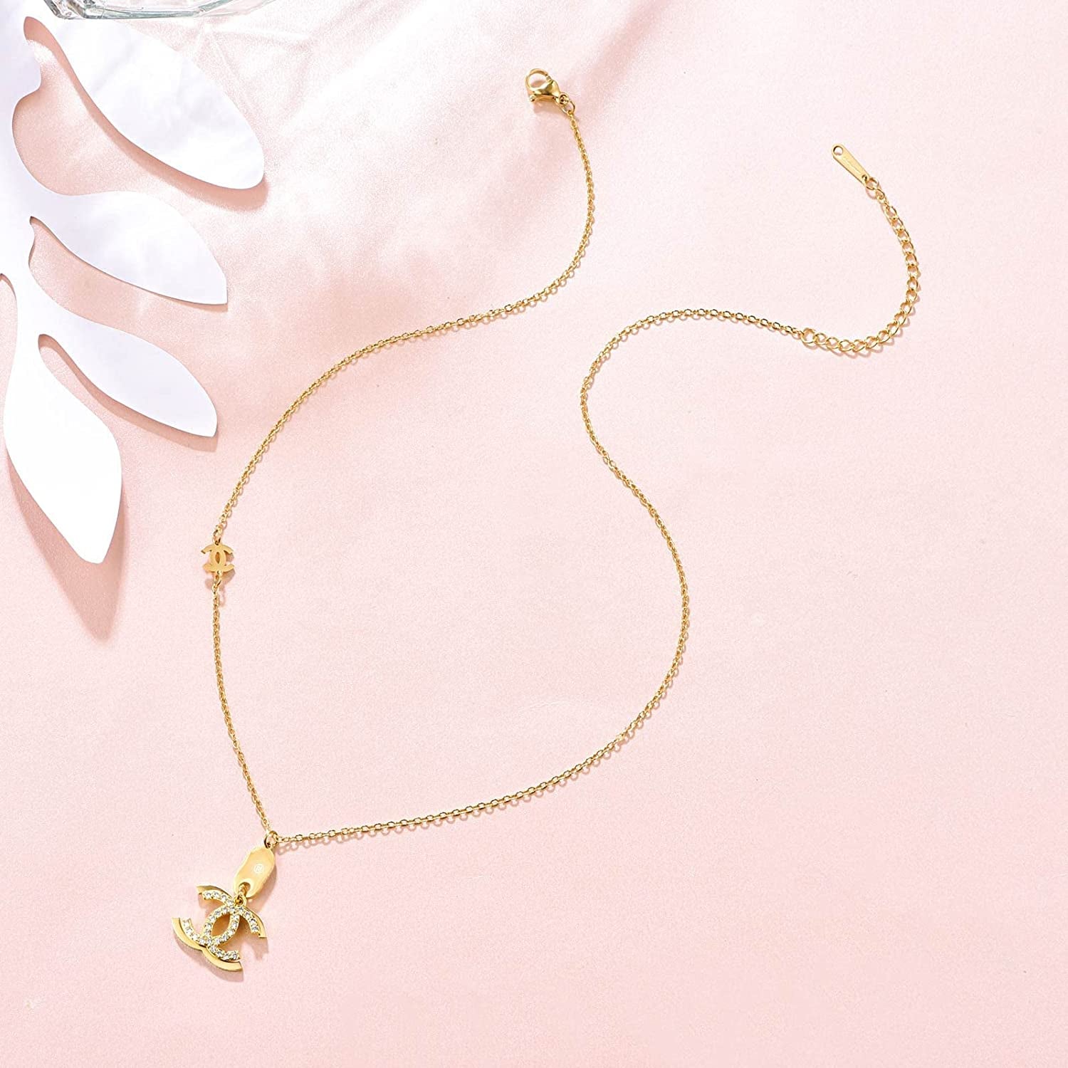 CC Necklace 18K Gold Plated Necklace for Women Fashion Jewelry Best Gifts for Women and Girls for Love Valentine'S Day