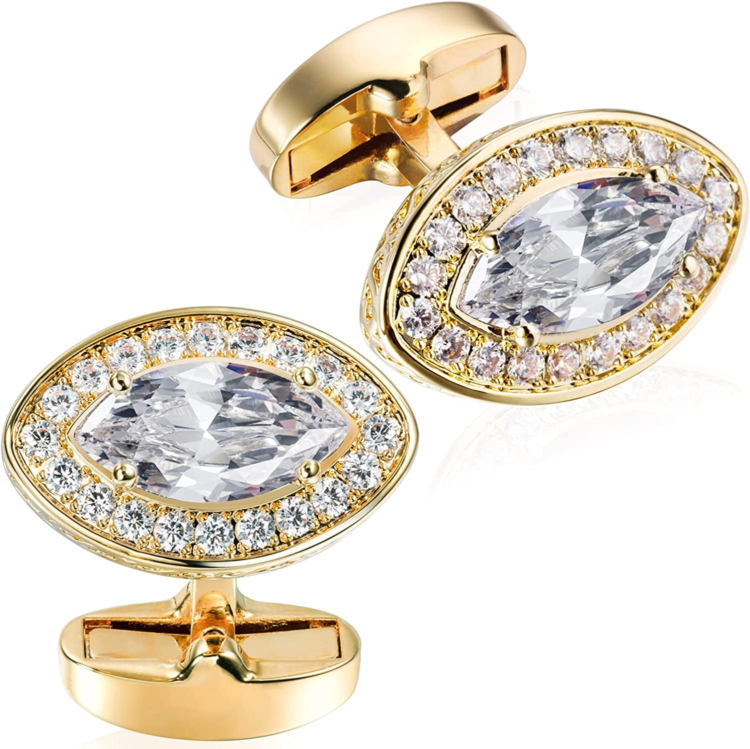 Cufflinks for Men, Gold Diamond Crystal Cufflinks for Groom Husband Personalized Gifts, Mens Formal Wedding Business Cufflinks, Luxurious Gorgeous Cuff Links French Shirt Accessories