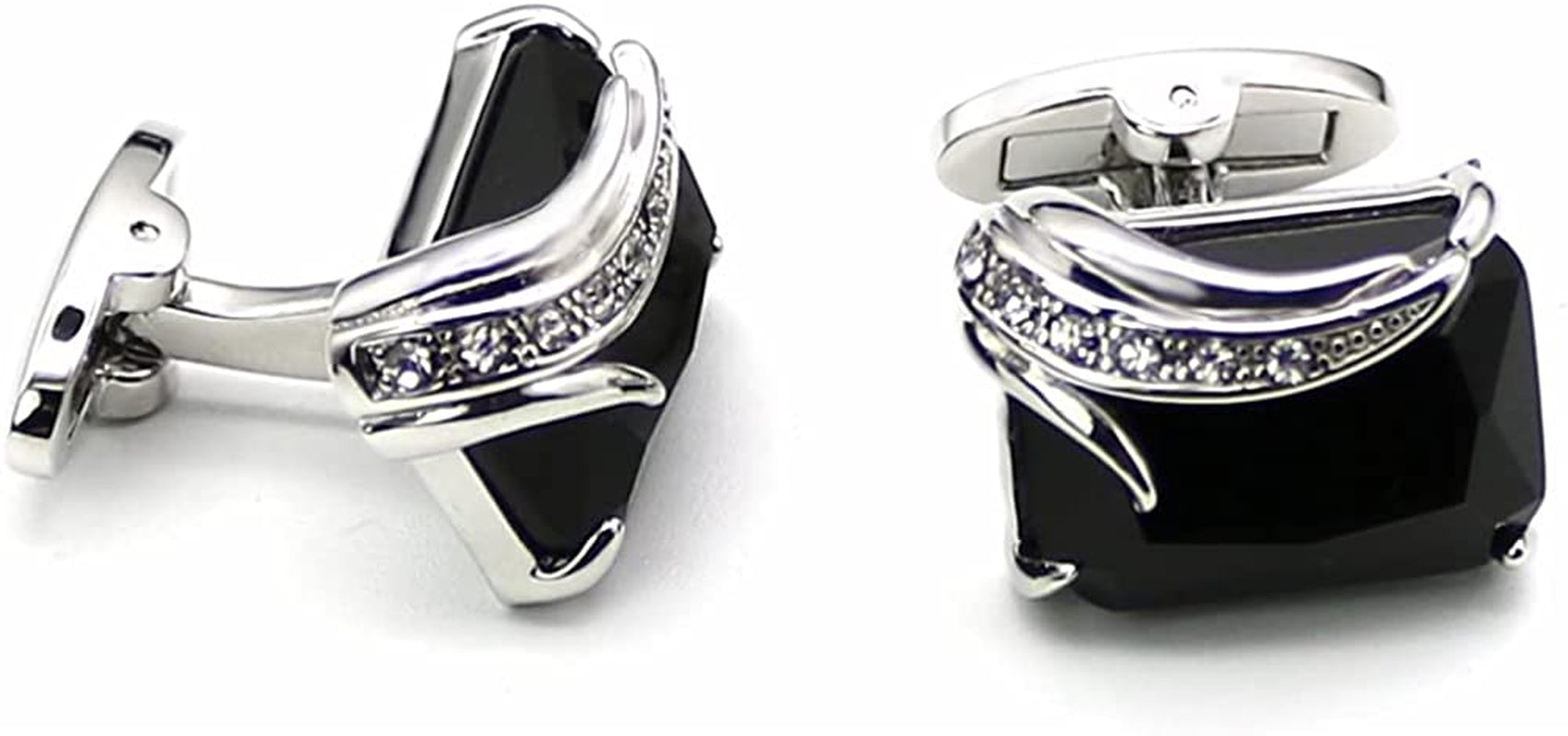 Black Cufflinks and Tie Clip Set with Gift Box Wedding Party Business Meeting Mens Cufflinks Give Father’S Day Valentine’S Day or Men Birthday Gift