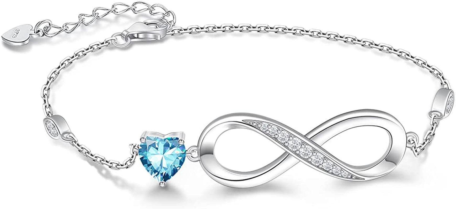 Infinity Love Heart Symbol Charm Bracelet for Women 925 Sterling Silver Adjustable Birthday Christmas Valentine’S Day Jewelry Gift for Mom Women Wife Girls Sister Her Friends