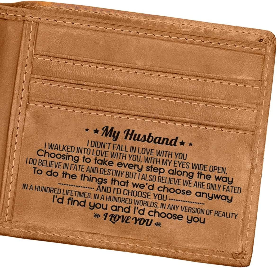 Engraved Bifold Wallet - to My Husband - I Love You More than Anything in the World Gifts for Men RFID Wallet Bifold Men Husband Gifts from Wife Christmas Birthday Father'S Day Gifts