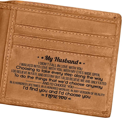 Engraved Bifold Wallet - to My Husband - I Love You More than Anything in the World Gifts for Men RFID Wallet Bifold Men Husband Gifts from Wife Christmas Birthday Father'S Day Gifts