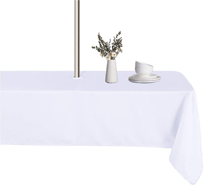 Outdoor and Indoor Tablecloth - Washable Waterproof Wrinkle Free Table Cloth with Zipper and Umbrella Hole for Spring/ Summer/ Party/ Picnic/ BBQS/ Patio (Round 60 Inch, Grey)