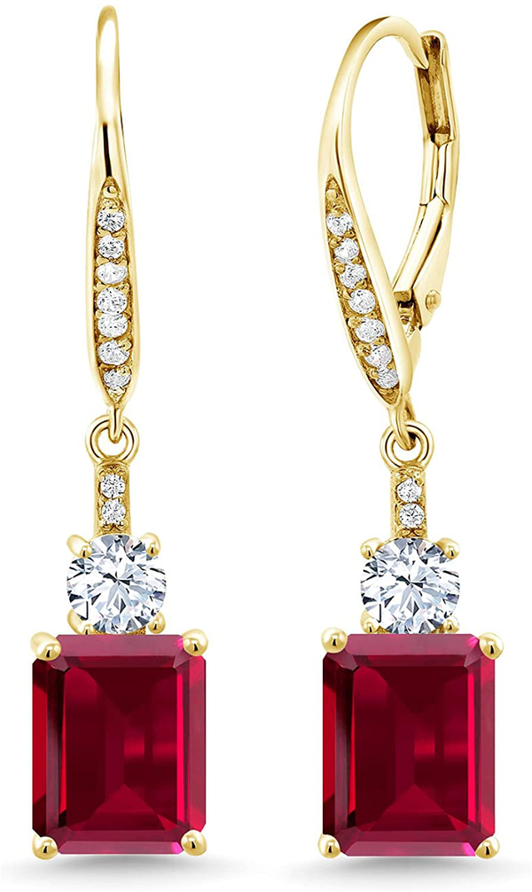 Gem Stone King 5.13 Ct Emerald Cut Red Created Ruby Pink Sapphire 925 Sterl : Gem Stone King 925 Sterling Silver Pear Shape Green