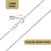 KISPER Sterling Silver over Stainless Steel 1.5Mm Thin Cable Link Chain Necklace