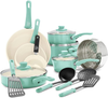 Greenlife Soft Grip Healthy Ceramic Nonstick, Cookware Pots and Pans Set, 16 Piece, Turquoise