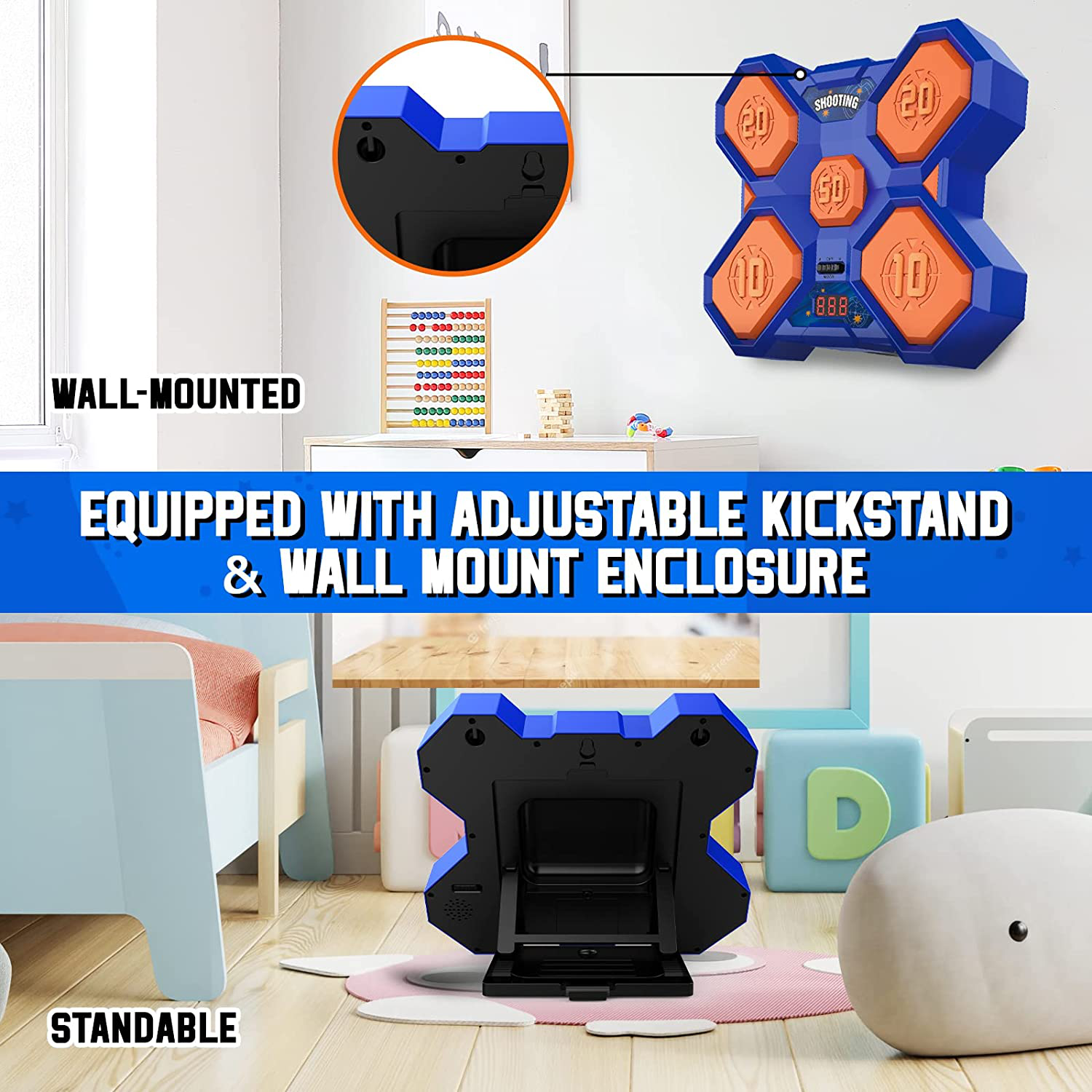 ABERLLS Shooting Game Toy for Age 5 6 7 8 9 10+ Years Old Kids Boys, Digital Electronic Scoring Shooting Targets 2Pk Foam Ball Popper Air Blaster, Ideal Gift, Compatible with Nerf Toy