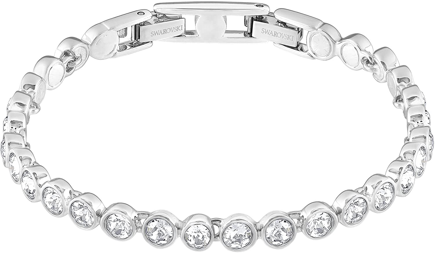 Swarovski Women'S Tennis Bracelet and Earring Collection, Rhodium Finish, Clear Crystals