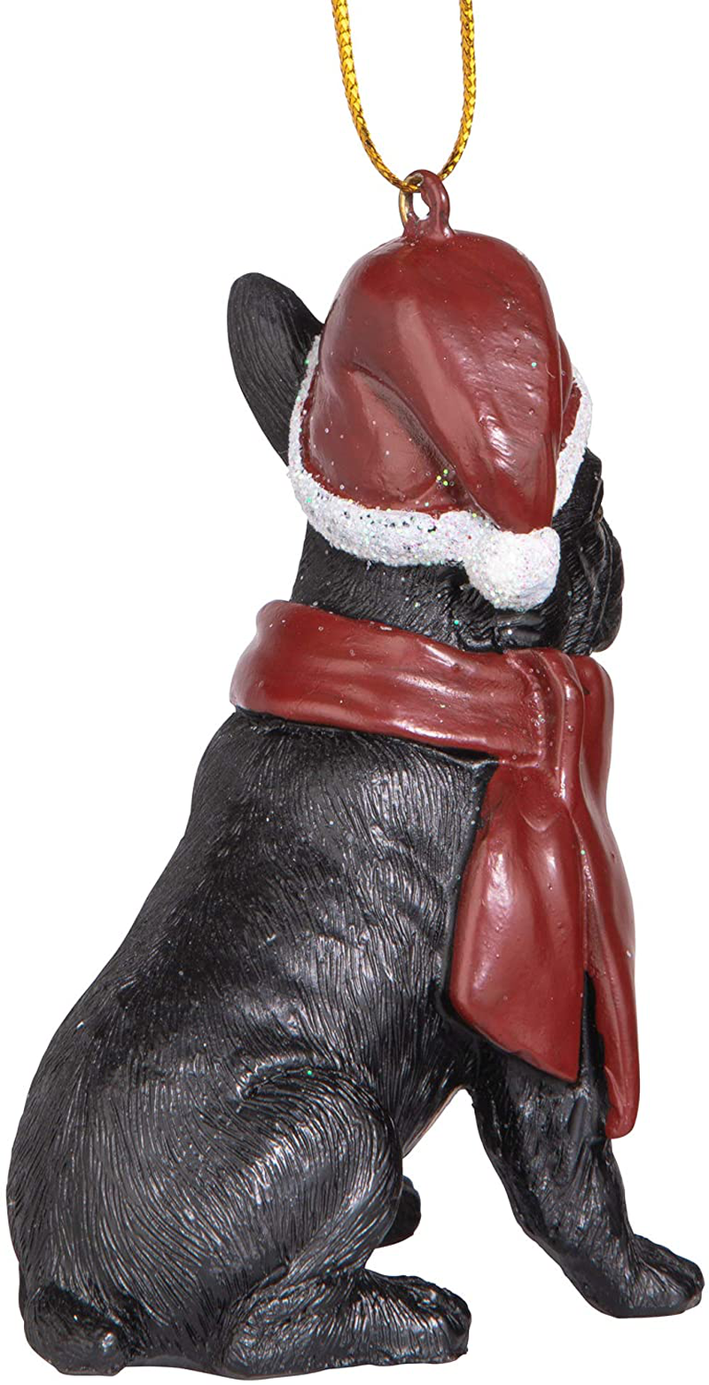 Design Toscano Christmas Xmas French Bulldog Holiday Dog Ornaments, Full Color