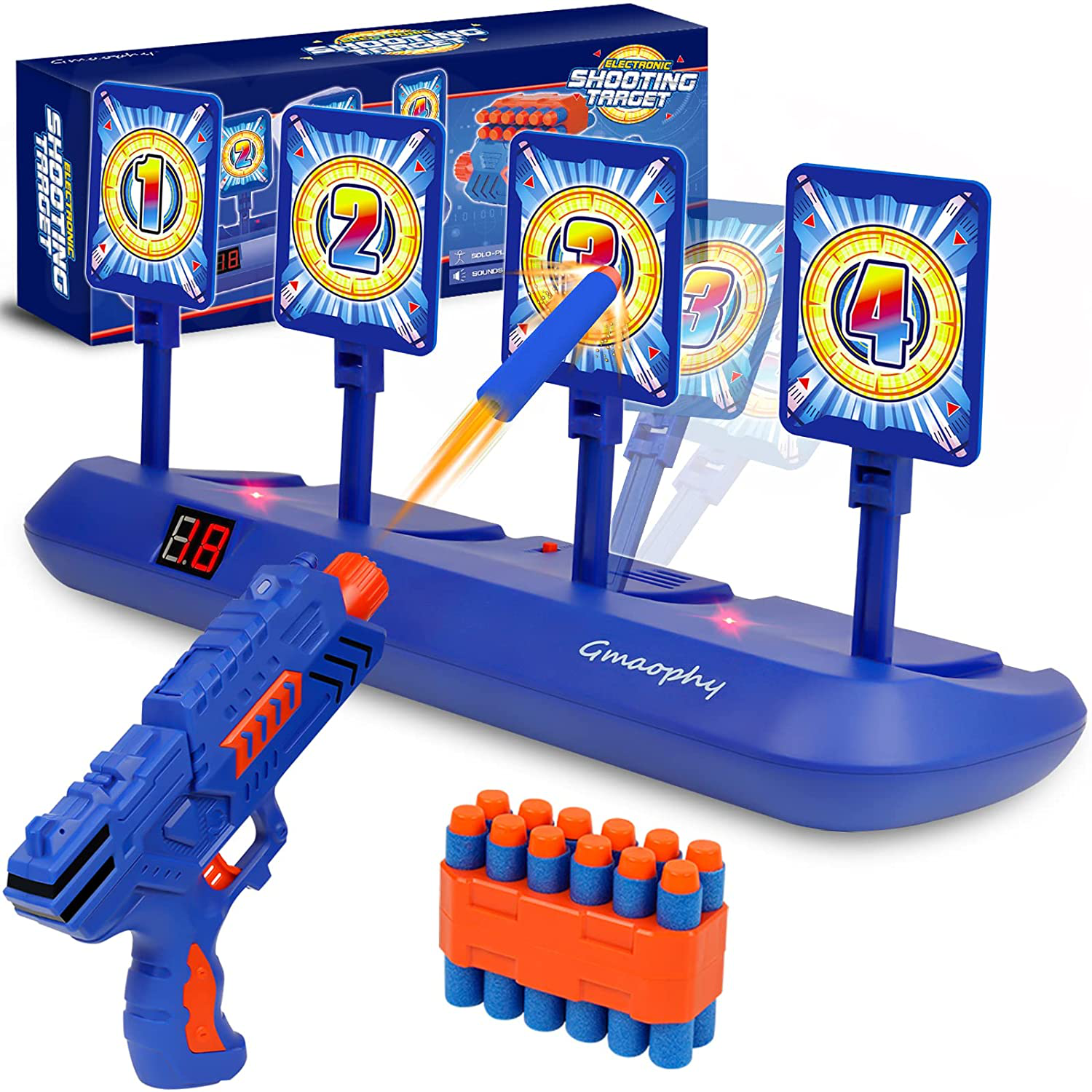 Digital Shooting Targets with Foam Dart Toy Shooting Blaster , 4 Targets Auto Reset Electronic Scoring Toys, Shooting Toys for Age of 5 6 7 8 9 10+ Years Old Kid Boys Girls, Compatible with Nerf Toys