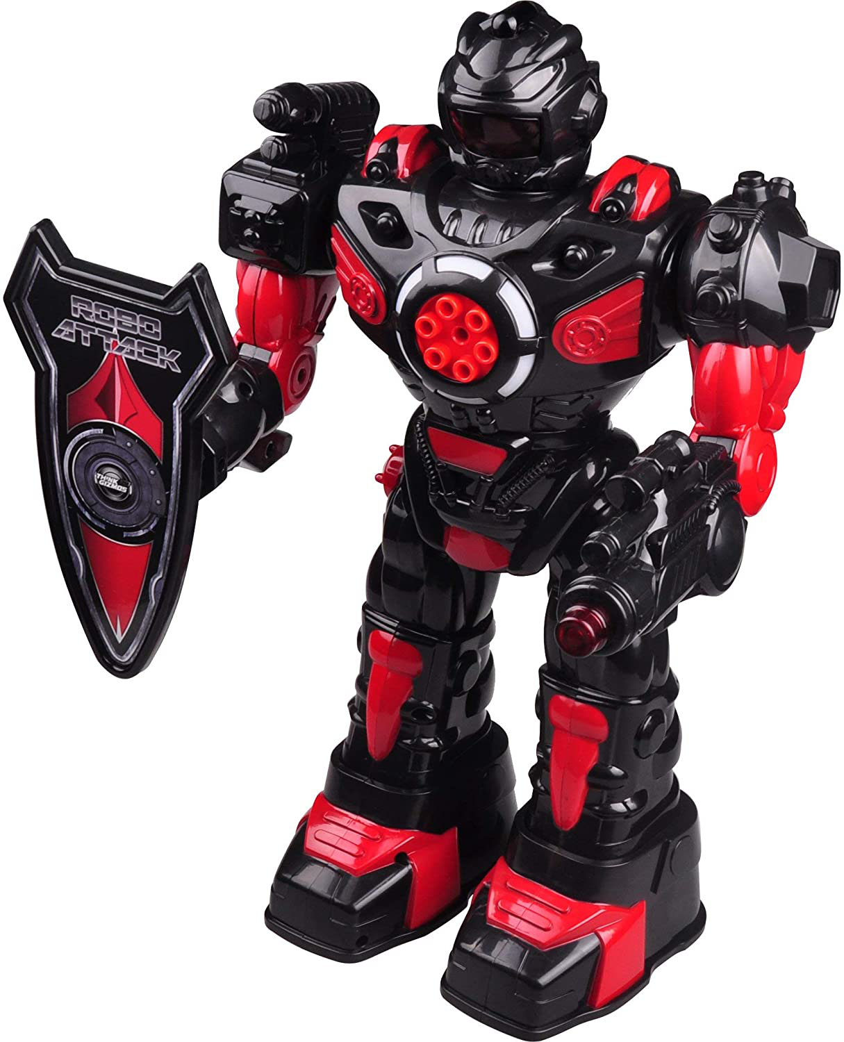 Think Gizmos Large Remote Control Robot for Kids – Superb Fun Toy RC Robot – Remote Control Toy Shoots Missiles, Walks, Talks & Dances (10 Functions) (Black)