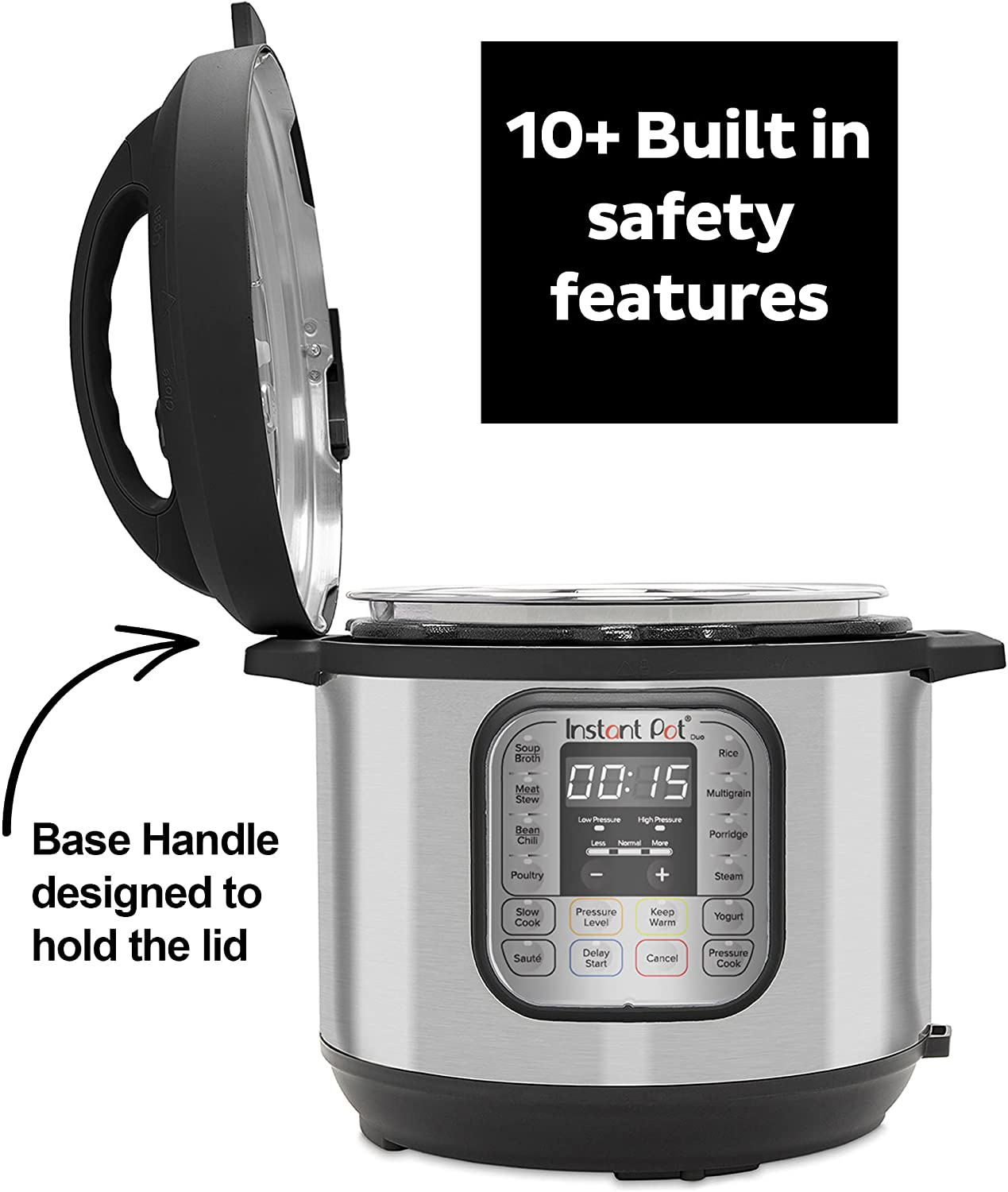 Instant Pot Duo 7-In-1 Electric Pressure Cooker, Slow Cooker, Rice Cooker, Steamer, Sauté, Yogurt Maker, Warmer & Sterilizer, 6 Quart, Stainless Steel/Black