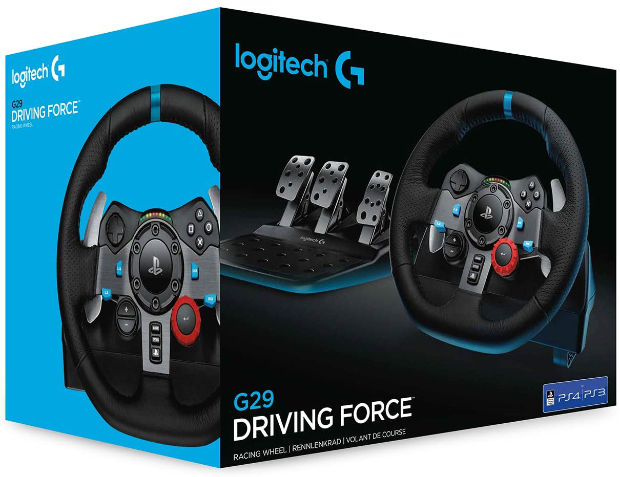 Logitech G Dual-Motor Feedback Driving Force G29 Gaming Racing Wheel with Responsive Pedals for Playstation 5, Playstation 4 and Playstation 3 - Black