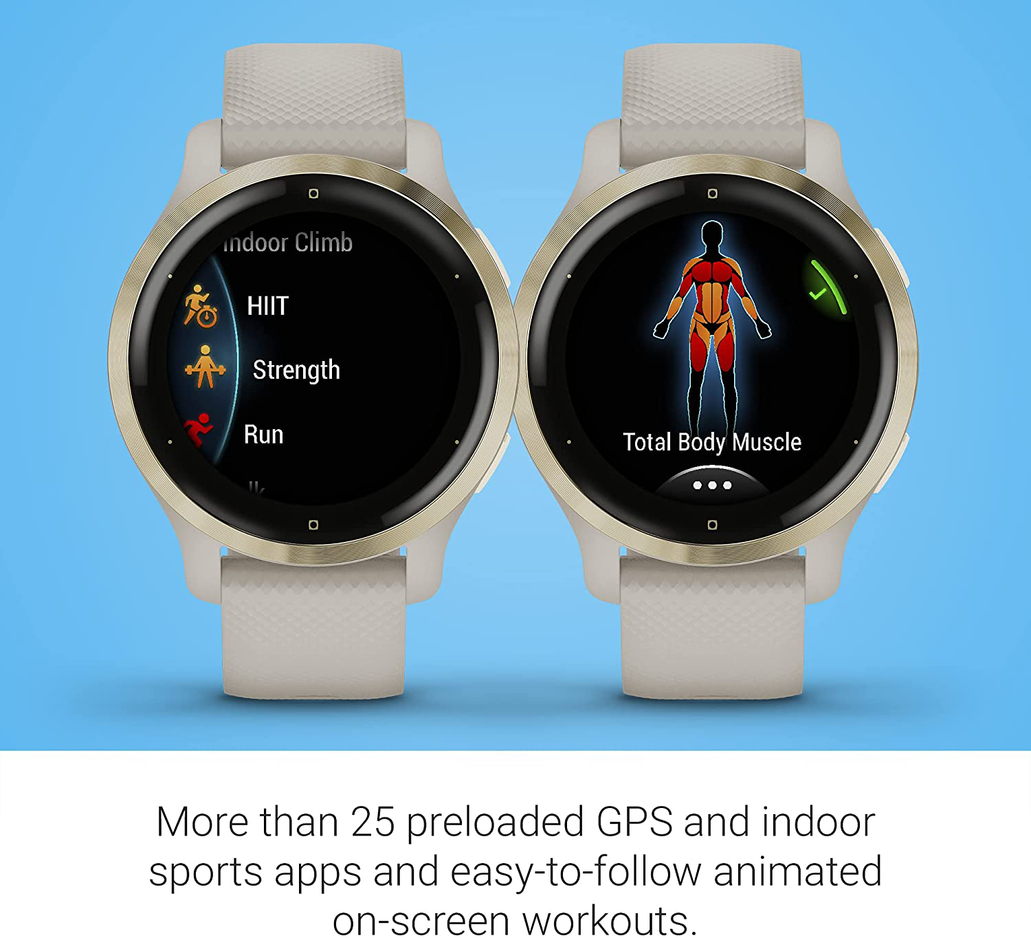 Garmin Venu 2S, Smaller-Sized GPS Smartwatch with Advanced Health Monitoring and Fitness Features, Light Gold Bezel with Tan Case and Silicone Band