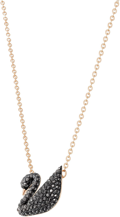 SWAROVSKI Women'S Iconic Swan Jewelry Collection, Rose Gold Tone Finish, Black Crystals