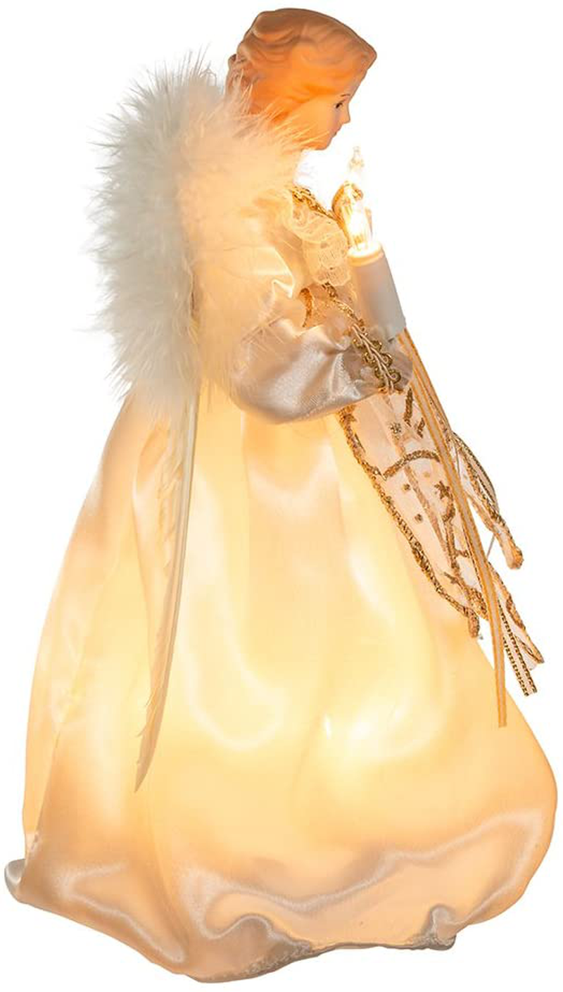 Kurt Adler 10-Light 9-Inch Ivory and Gold Angel Treetop
