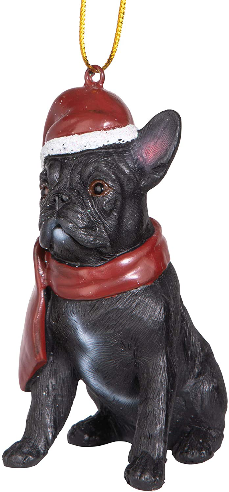 Design Toscano Christmas Xmas French Bulldog Holiday Dog Ornaments, Full Color