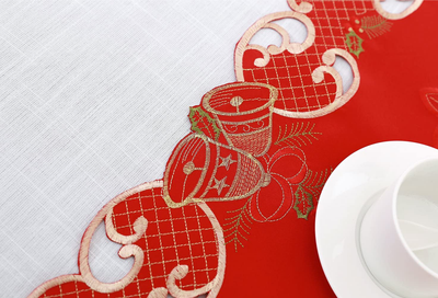 Grelucgo Embroidered Christmas Holiday Festive Table Runner 15” X 90”