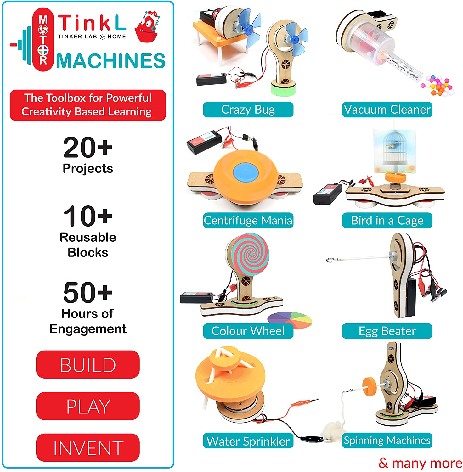 Butterflyedufields Electric Motor Kit - 20+ Science Experiments Electronics Kit for Kids - DIY STEM Educational Learning Science Toys for 5 6 7 8 9 10 Years Old Boys and Girls